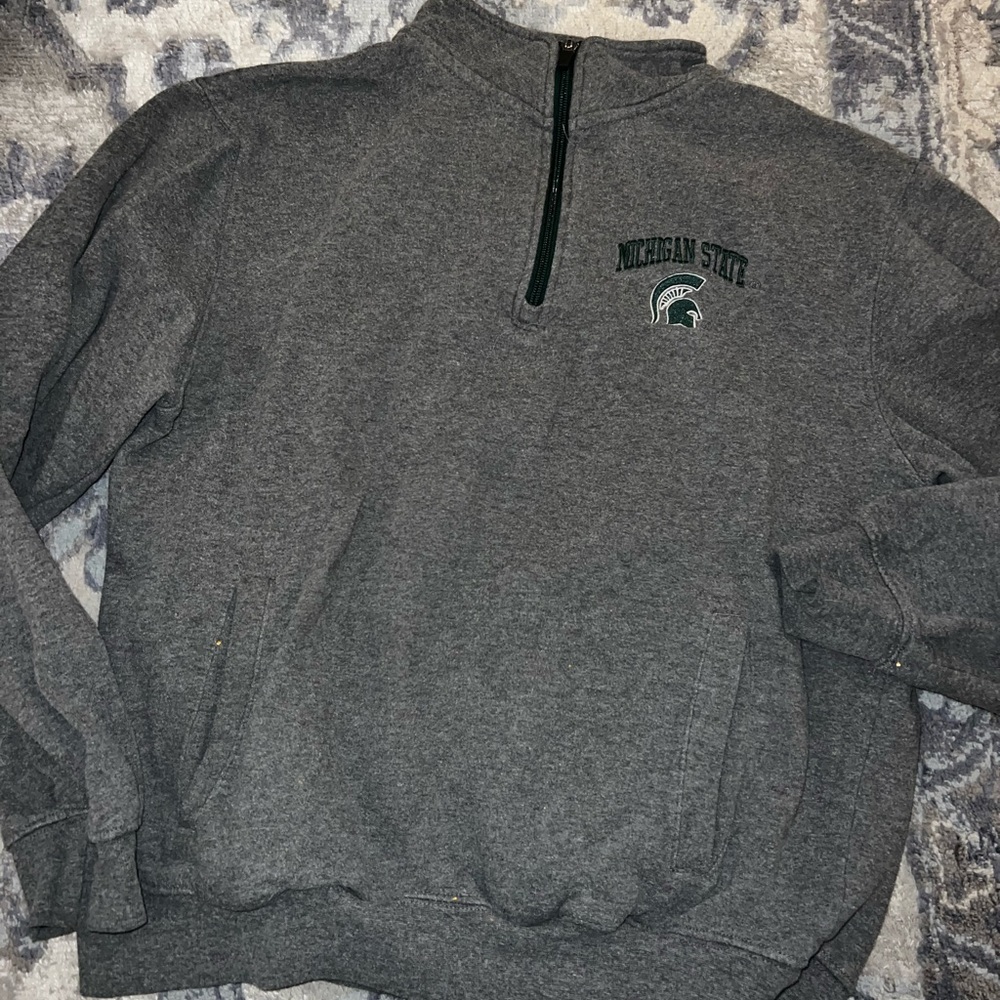 Michigan State Gray Quarter-Zip Sweater